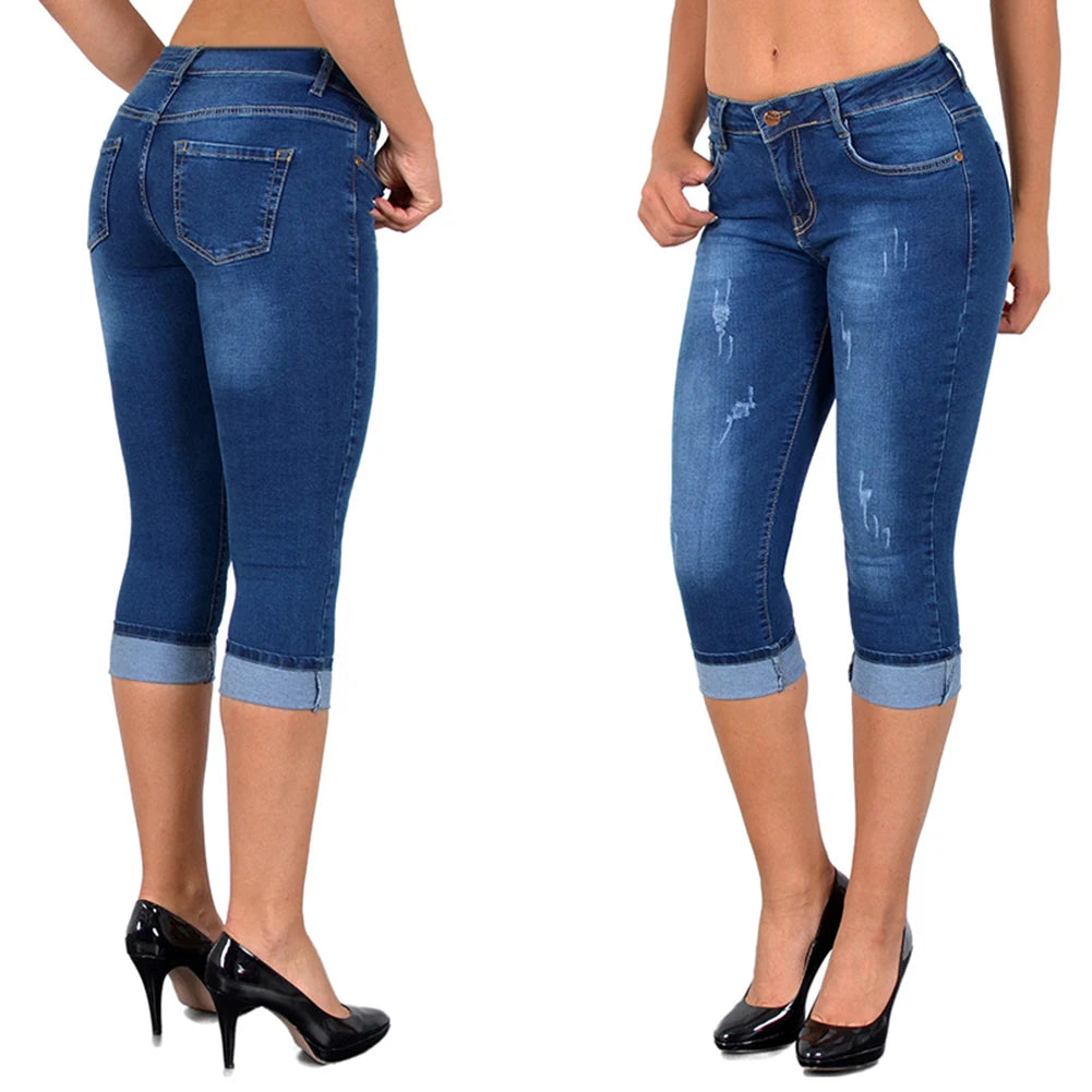 Pantalon en jean taille haute pour femme