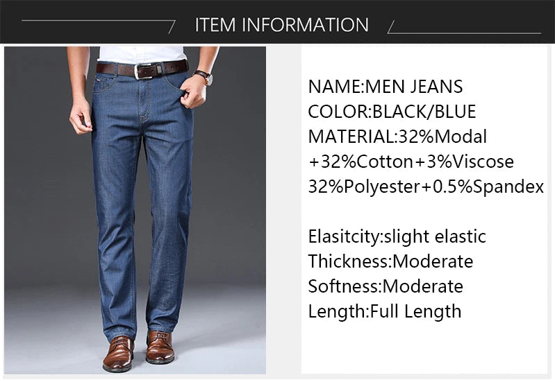 BROWON Brand 2025 Men Jeans Summer Thin Breathable Soft Mid Straight Regular Men's Jeans Trousers Vintage Mens Clothing