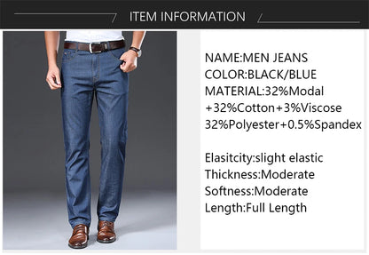 BROWON Brand 2025 Men Jeans Summer Thin Breathable Soft Mid Straight Regular Men's Jeans Trousers Vintage Mens Clothing