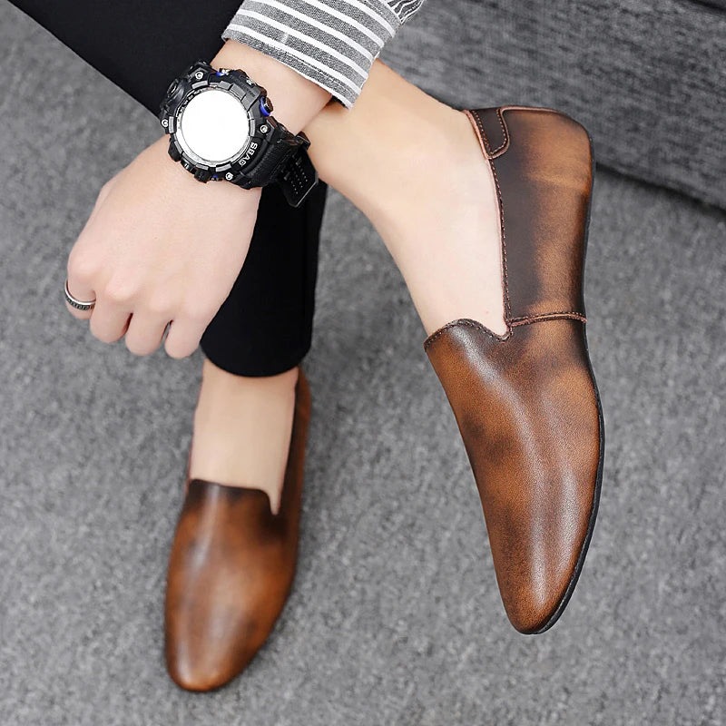 Chaussures plates en cuir pour hommes