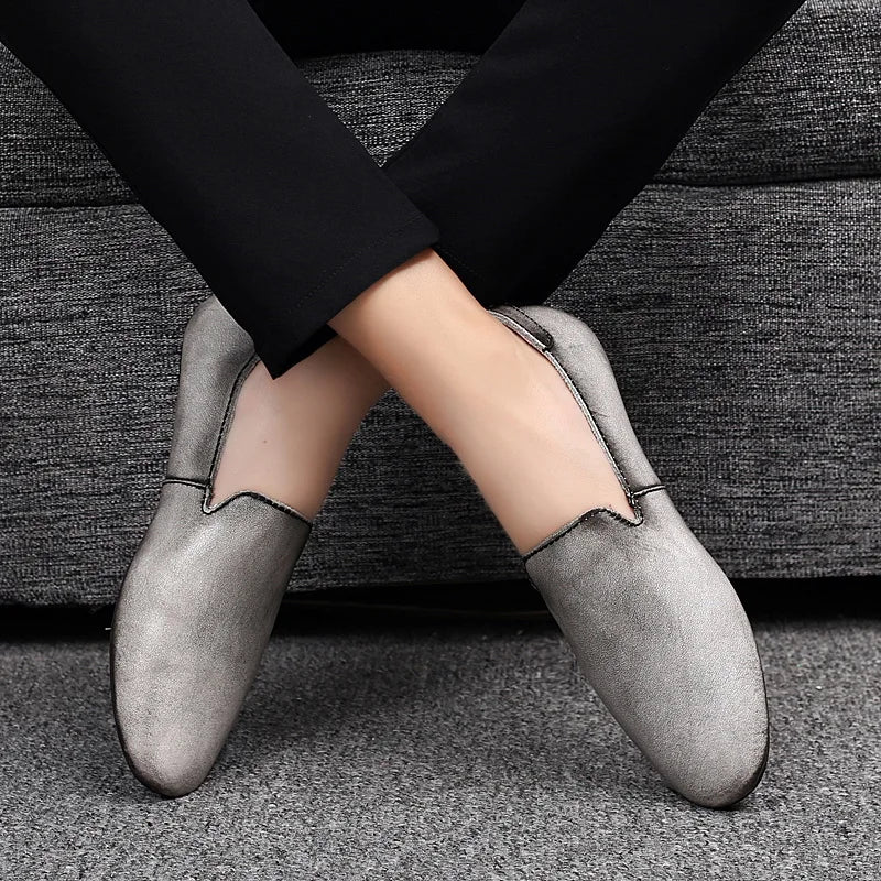 Chaussures plates en cuir pour hommes