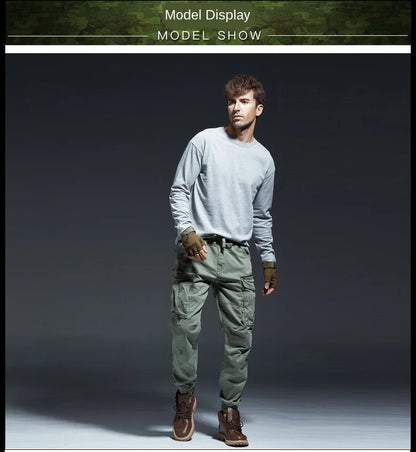 Ankle Length Jogging Pants Men Denim Cotton Pockets Elastic Waist Cargo Pants Men 2020 Winter Thick Tactical Pants