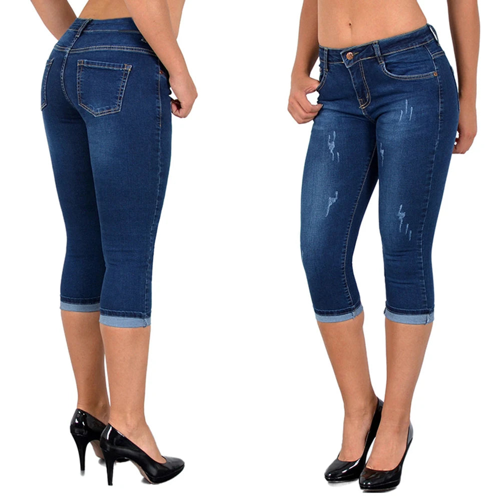 Pantalon en jean taille haute pour femme