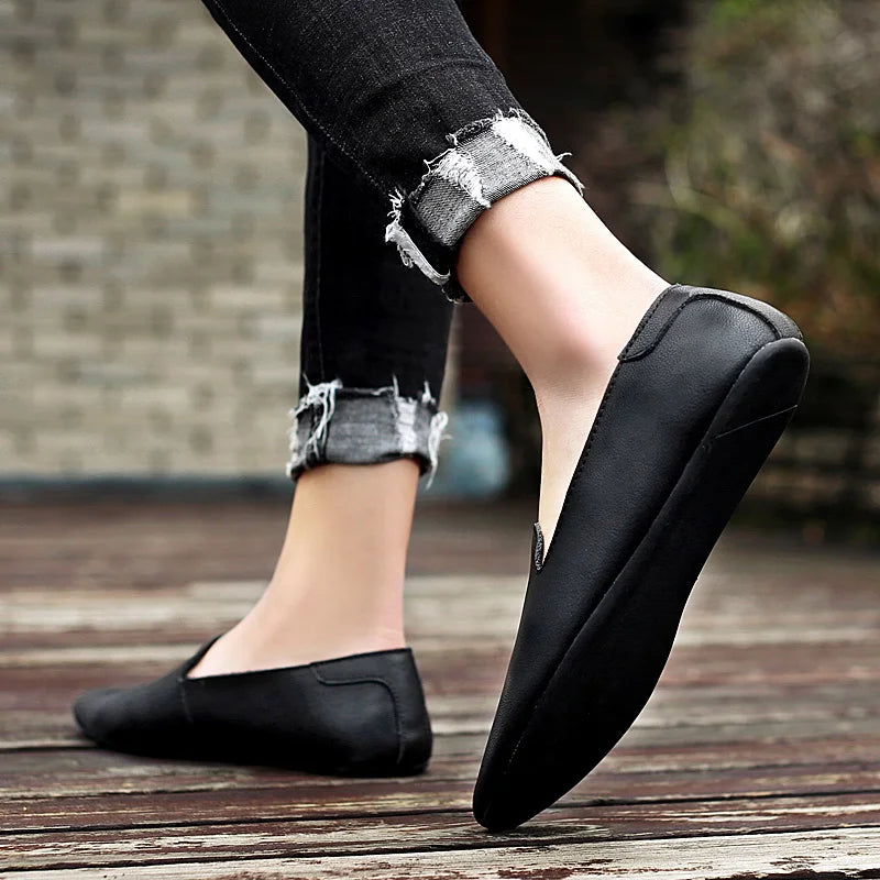 Chaussures plates en cuir pour hommes