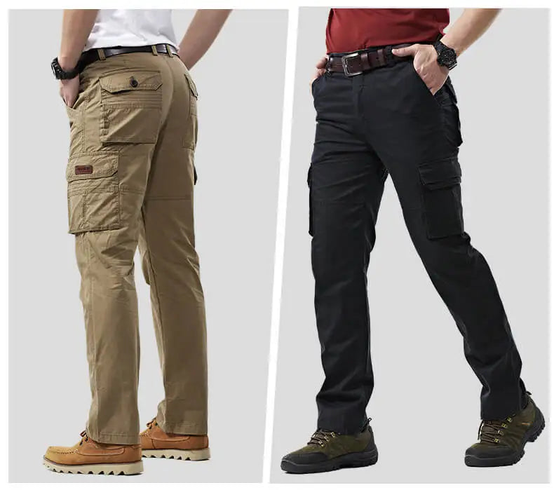 Khaki Cargo Pants Men Cotton Militar Safari Green Multi-pockets Baggy Denim Men Casual Pants Trousers Overalls Joggers  Autumn