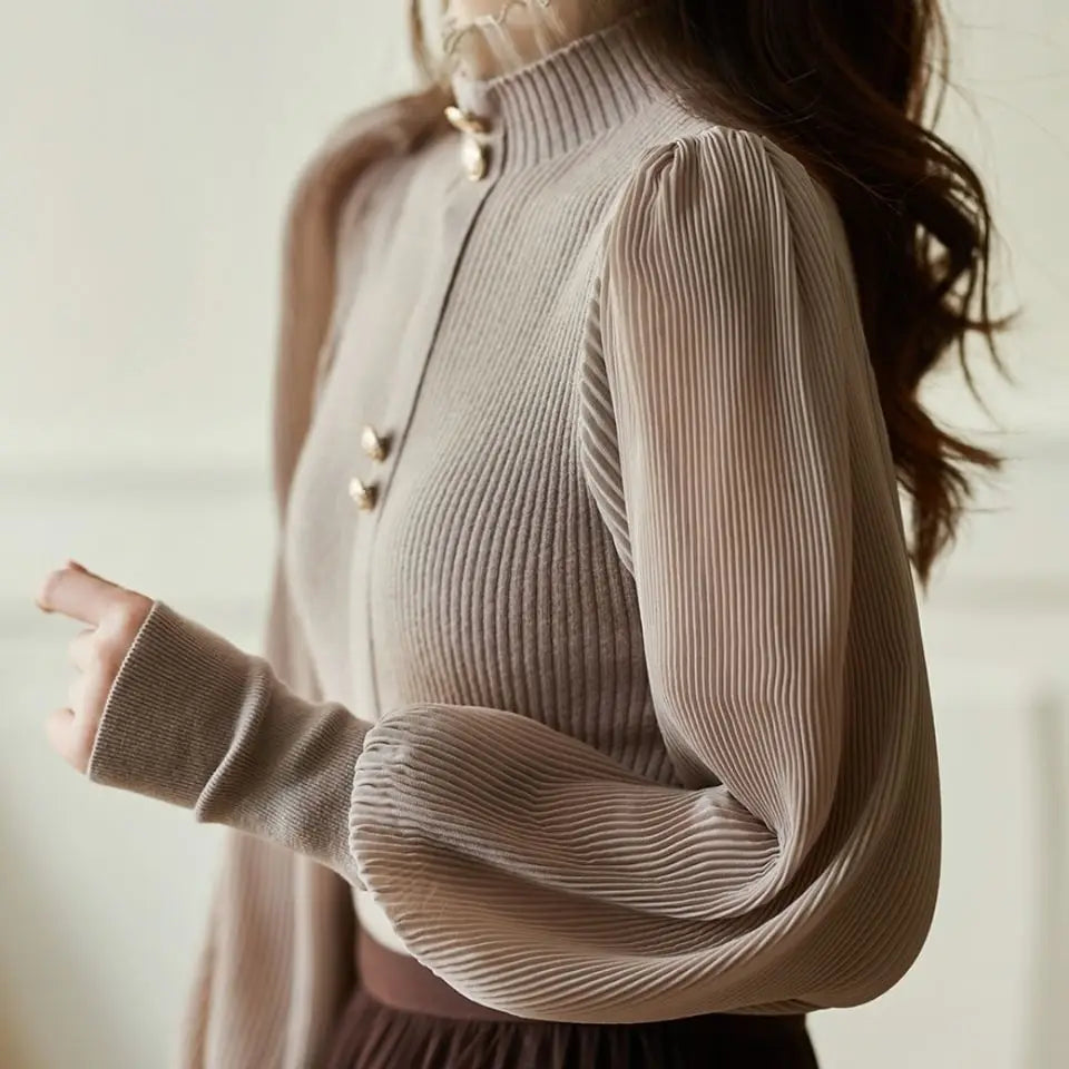 Pull à col roulé en mousseline de soie pour femme