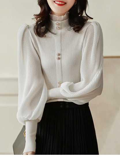 Pull à col roulé en mousseline de soie pour femme