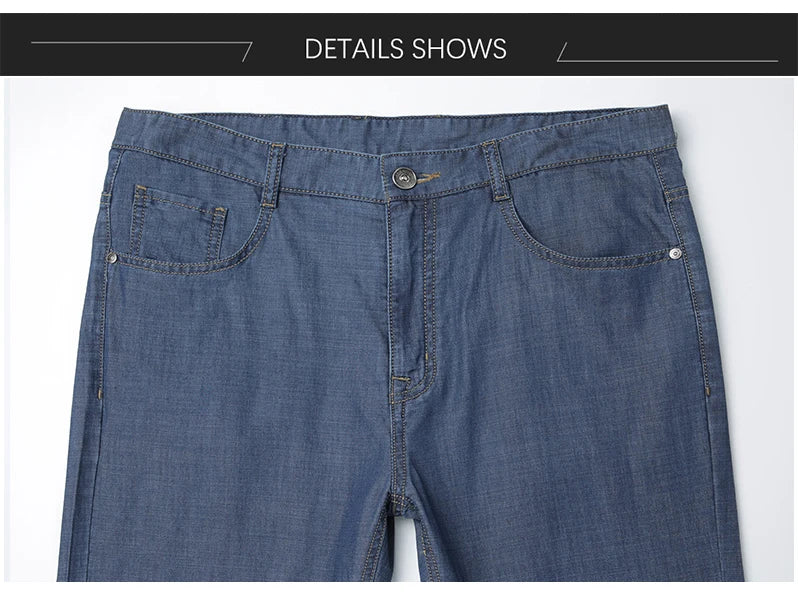 BROWON Brand 2025 Men Jeans Summer Thin Breathable Soft Mid Straight Regular Men's Jeans Trousers Vintage Mens Clothing