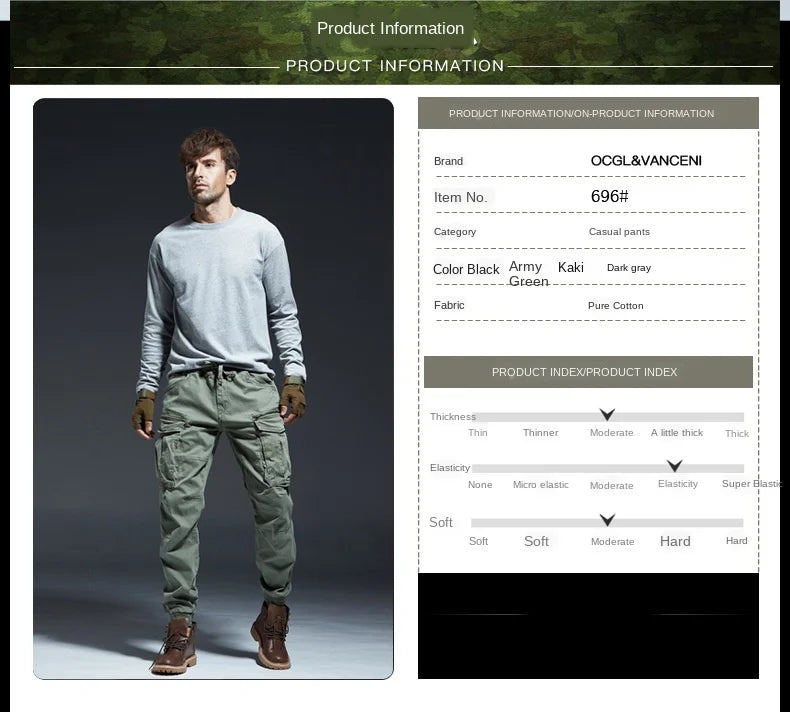 Ankle Length Jogging Pants Men Denim Cotton Pockets Elastic Waist Cargo Pants Men 2020 Winter Thick Tactical Pants