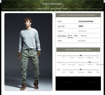 Ankle Length Jogging Pants Men Denim Cotton Pockets Elastic Waist Cargo Pants Men 2020 Winter Thick Tactical Pants