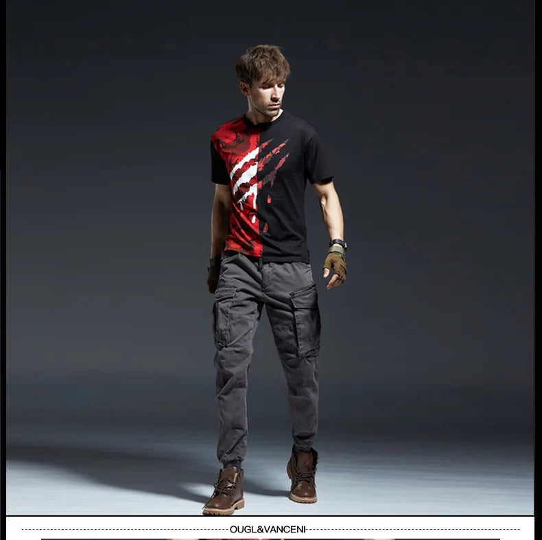 Ankle Length Jogging Pants Men Denim Cotton Pockets Elastic Waist Cargo Pants Men 2020 Winter Thick Tactical Pants