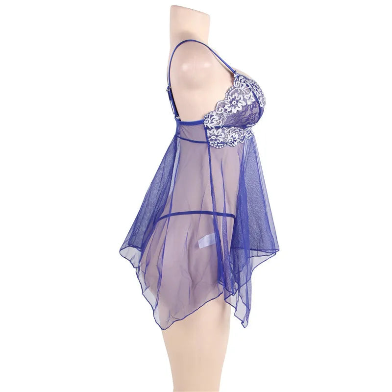 Robe de nuit sexy grande taille transparente pour femme