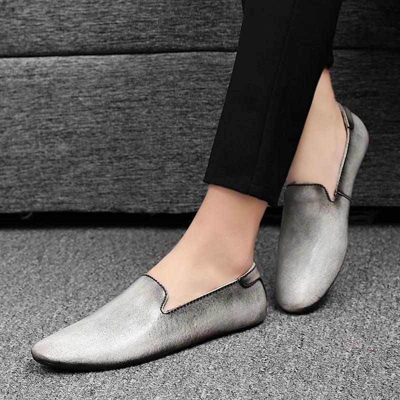 Chaussures plates en cuir pour hommes