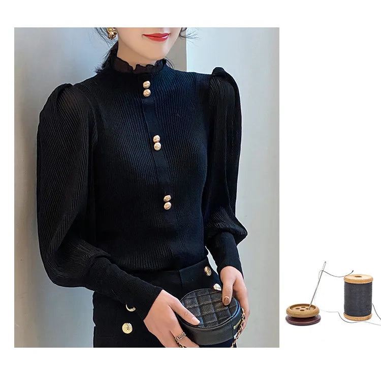 Pull à col roulé en mousseline de soie pour femme