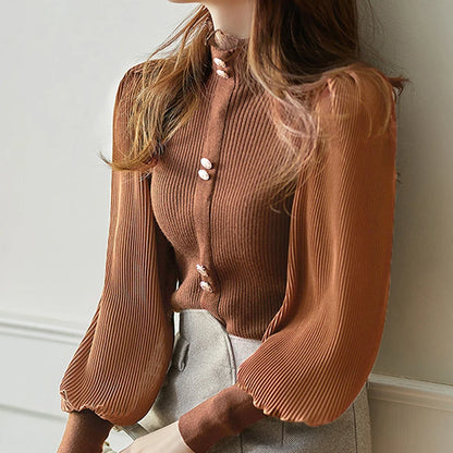 Pull à col roulé en mousseline de soie pour femme