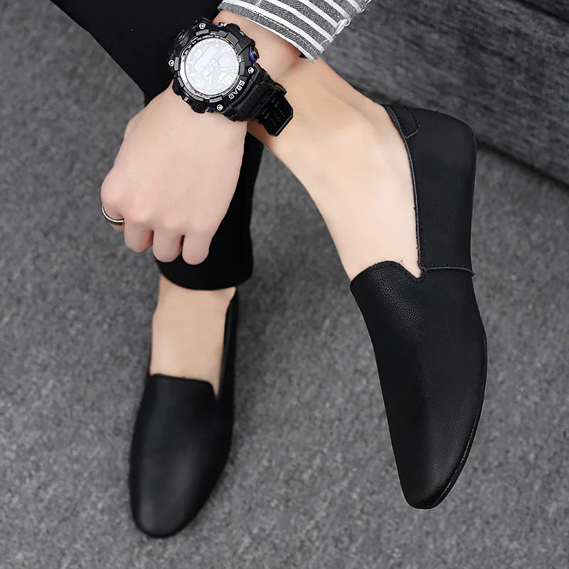 Chaussures plates en cuir pour hommes