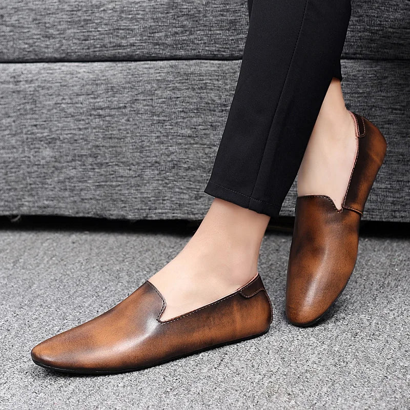 Chaussures plates en cuir pour hommes
