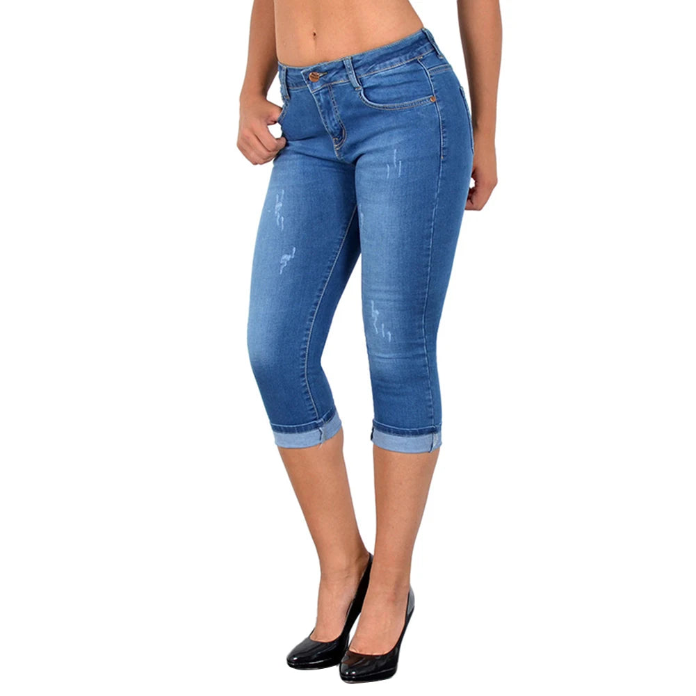 Pantalon en jean taille haute pour femme