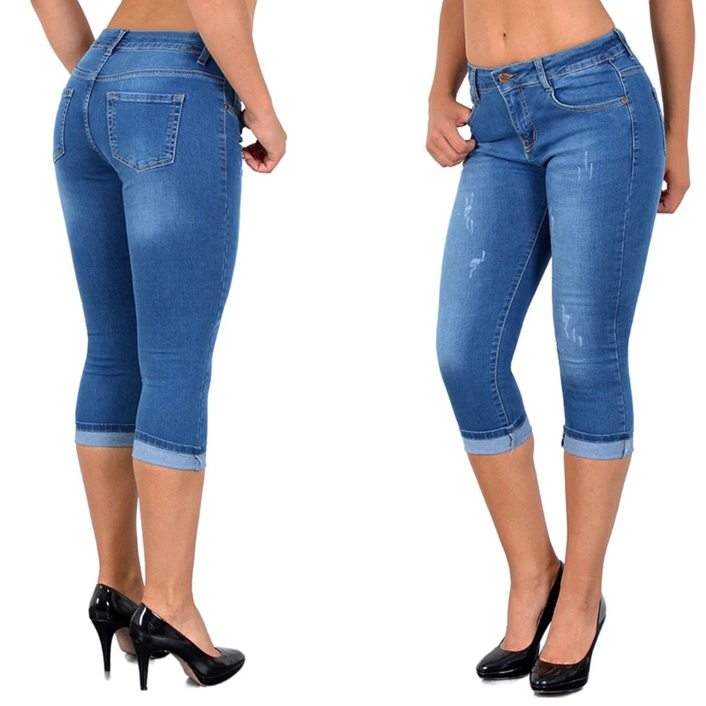 Pantalon en jean taille haute pour femme
