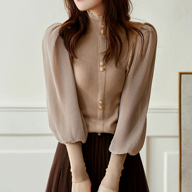 Pull à col roulé en mousseline de soie pour femme