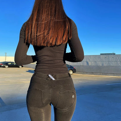 Melody Stretch Boyfriendjeans Straight Leg Jeans Damen Denim Skinny Schwarze Hose Hip Capris Bleistift-Jeggings Femme Push Up