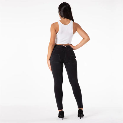 Melody Stretch Boyfriendjeans Straight Leg Jeans Damen Denim Skinny Schwarze Hose Hip Capris Bleistift-Jeggings Femme Push Up