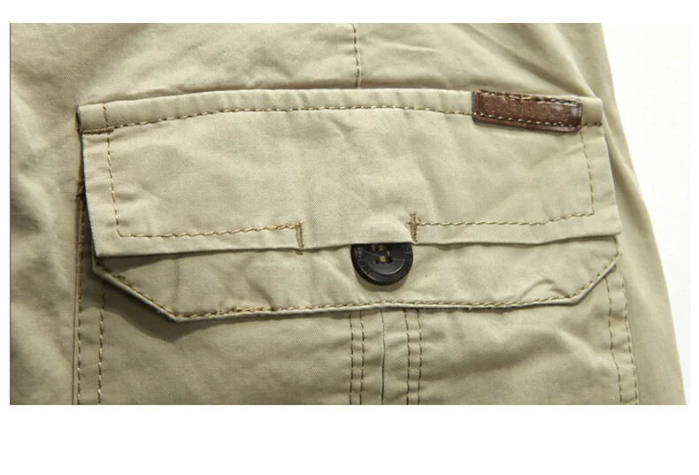 Khaki Cargo Pants Men Cotton Militar Safari Green Multi-pockets Baggy Denim Men Casual Pants Trousers Overalls Joggers  Autumn