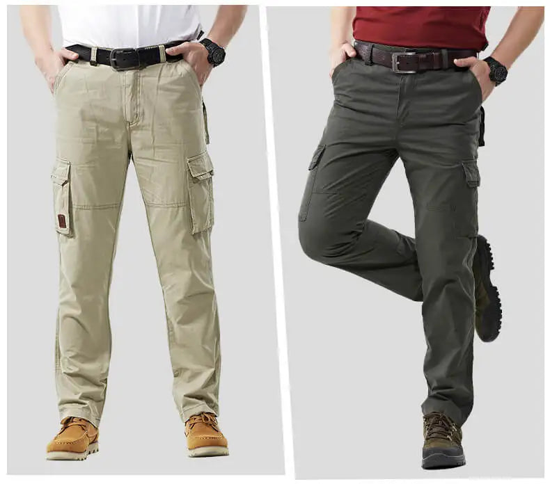 Khaki Cargo Pants Men Cotton Militar Safari Green Multi-pockets Baggy Denim Men Casual Pants Trousers Overalls Joggers  Autumn