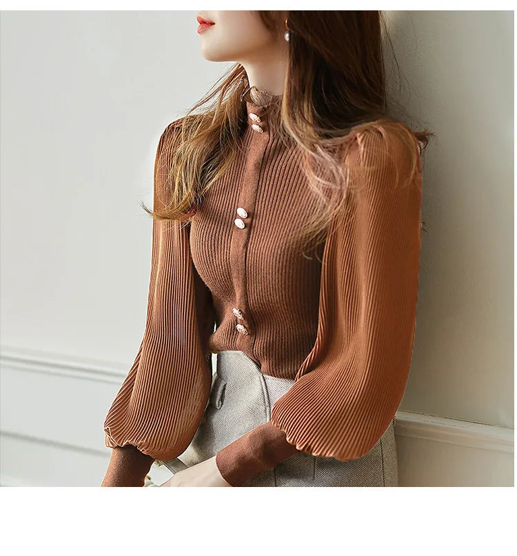 Pull à col roulé en mousseline de soie pour femme