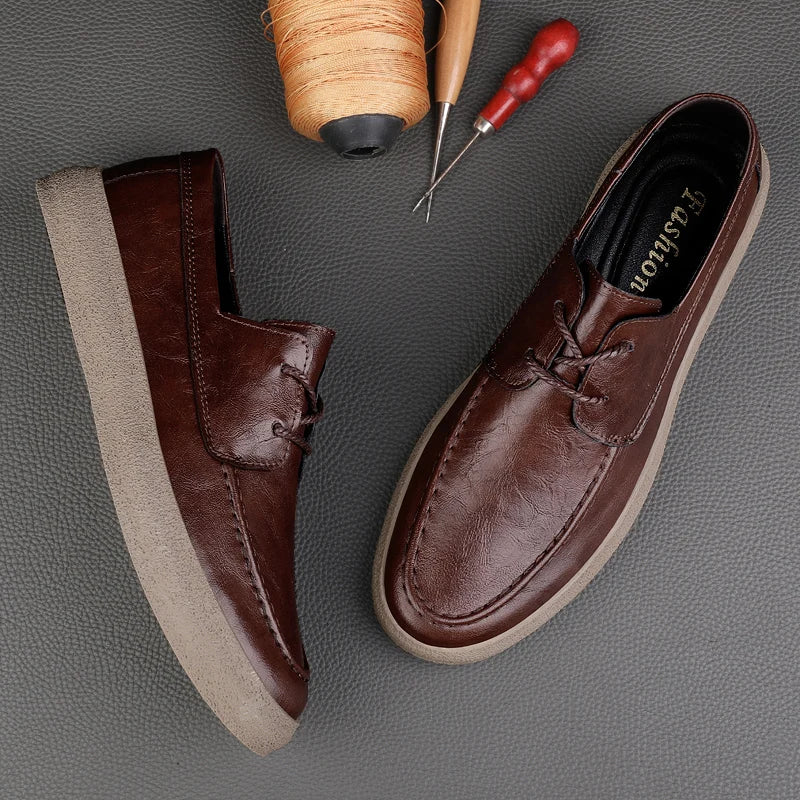 Chaussures décontractées pour hommes en cuir véritable