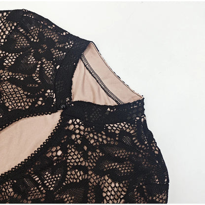 Robe courte sexy en dentelle ajourée pour femme