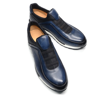 Baskets classiques décontractées en cuir de vache véritable pour homme