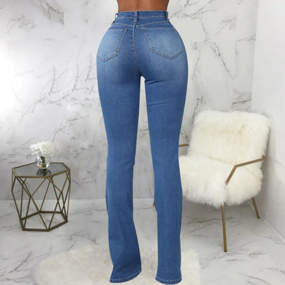 Jeans pantalon pour femmes, évasés et longs