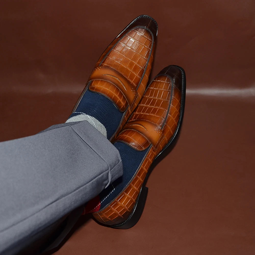 Mocassins classiques pour hommes, en cuir véritable de vache