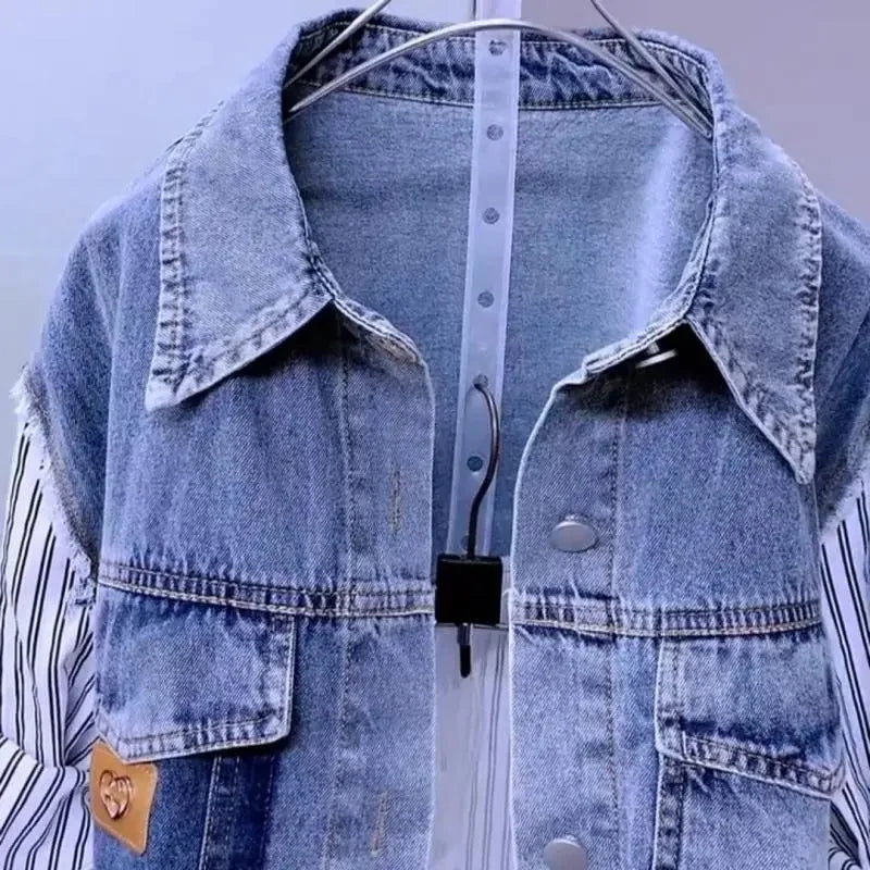 Veste en jean à épissure pour femme
