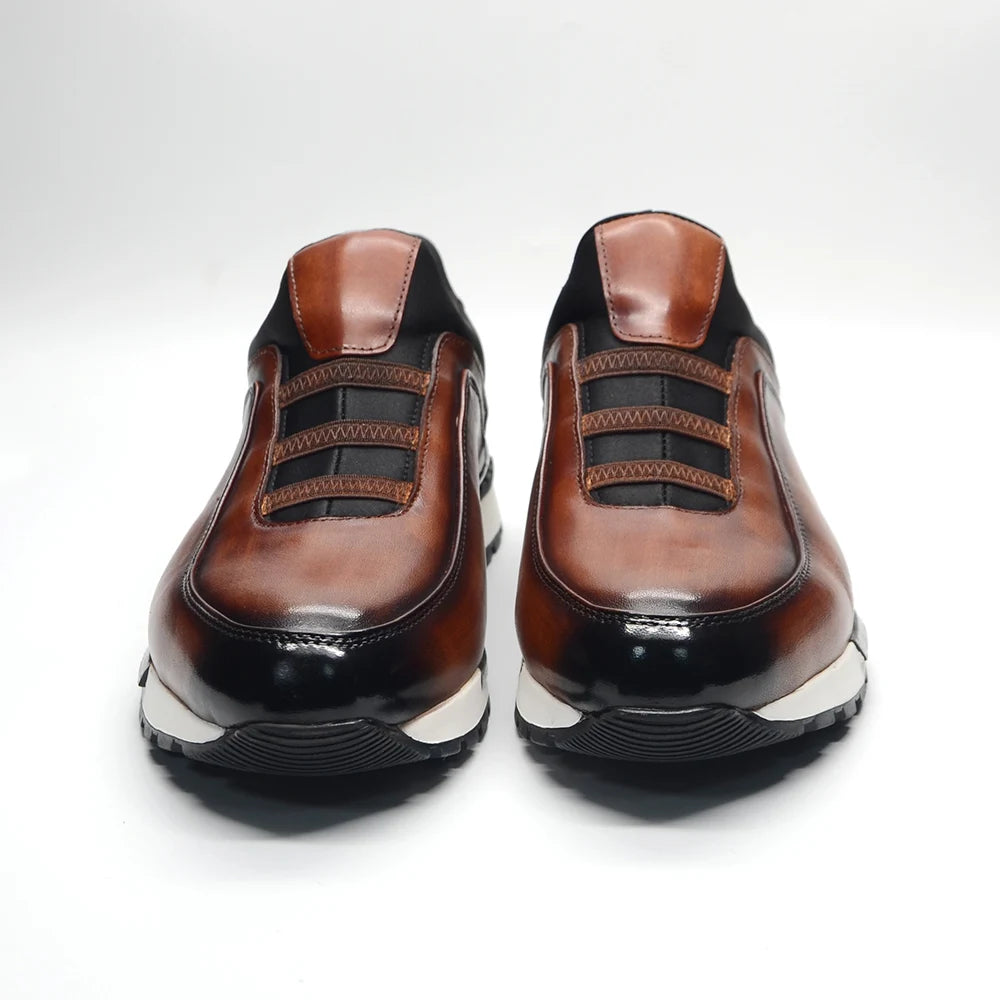 Baskets classiques décontractées en cuir de vache véritable pour homme