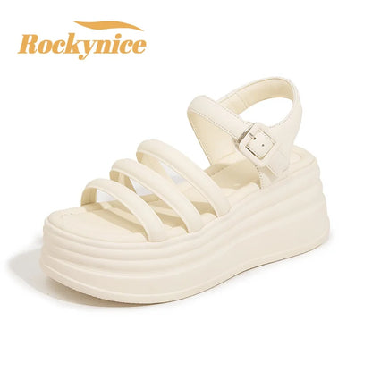 High Quality Women Retro Platform Sandals Summer Open Toe Slippers Sandalias Mujer Ladies Lightweight Open Toe Beach Shoes 7.5CM