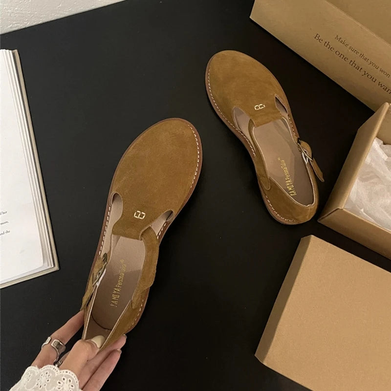 Chaussures Plates Femme En Cuir Véritable Givré