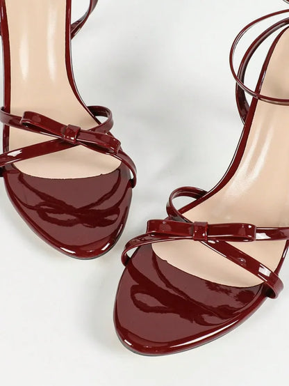 Sandales bordeaux à nœud de qualité