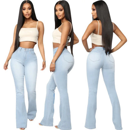 Jeans pantalon pour femmes, évasés et longs