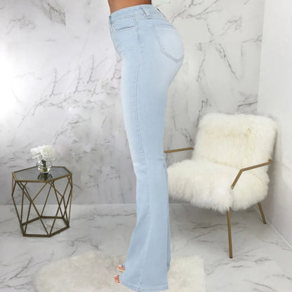 Jeans pantalon pour femmes, évasés et longs