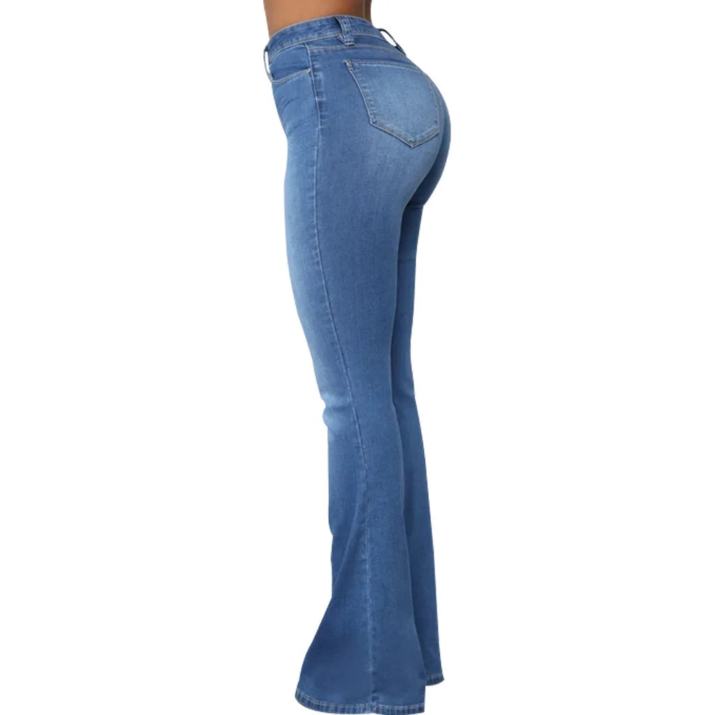 Jeans pantalon pour femmes, évasés et longs