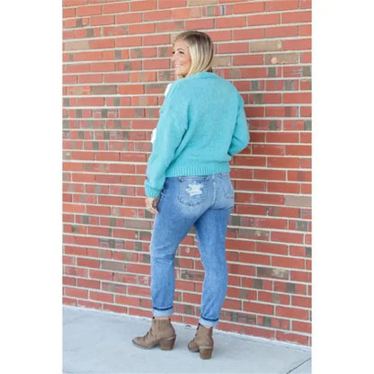 Jeans Femme Pantalon Long Denim Trou Crayon