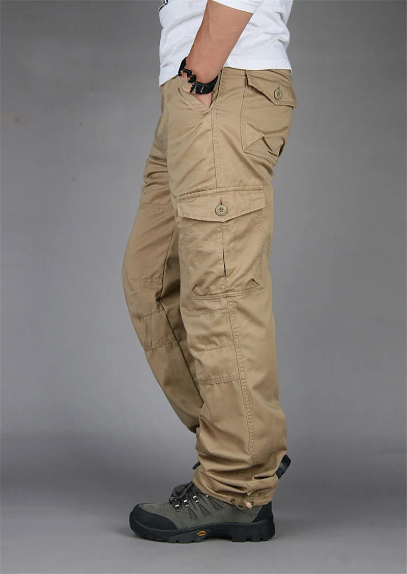 Men's Cotton Cargo Pants Spring Autumn Casual Multi Pockets Long Trousers For Men Straight Slacks Tactical Pants Man Clothing