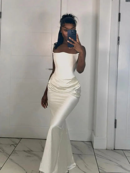 Robe bustier rose en arête de poisson, sexy, slim