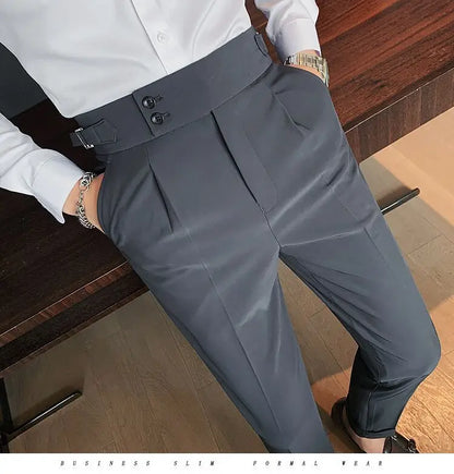 Pantalon de costume élégant et slim pour homme, de haute qualité