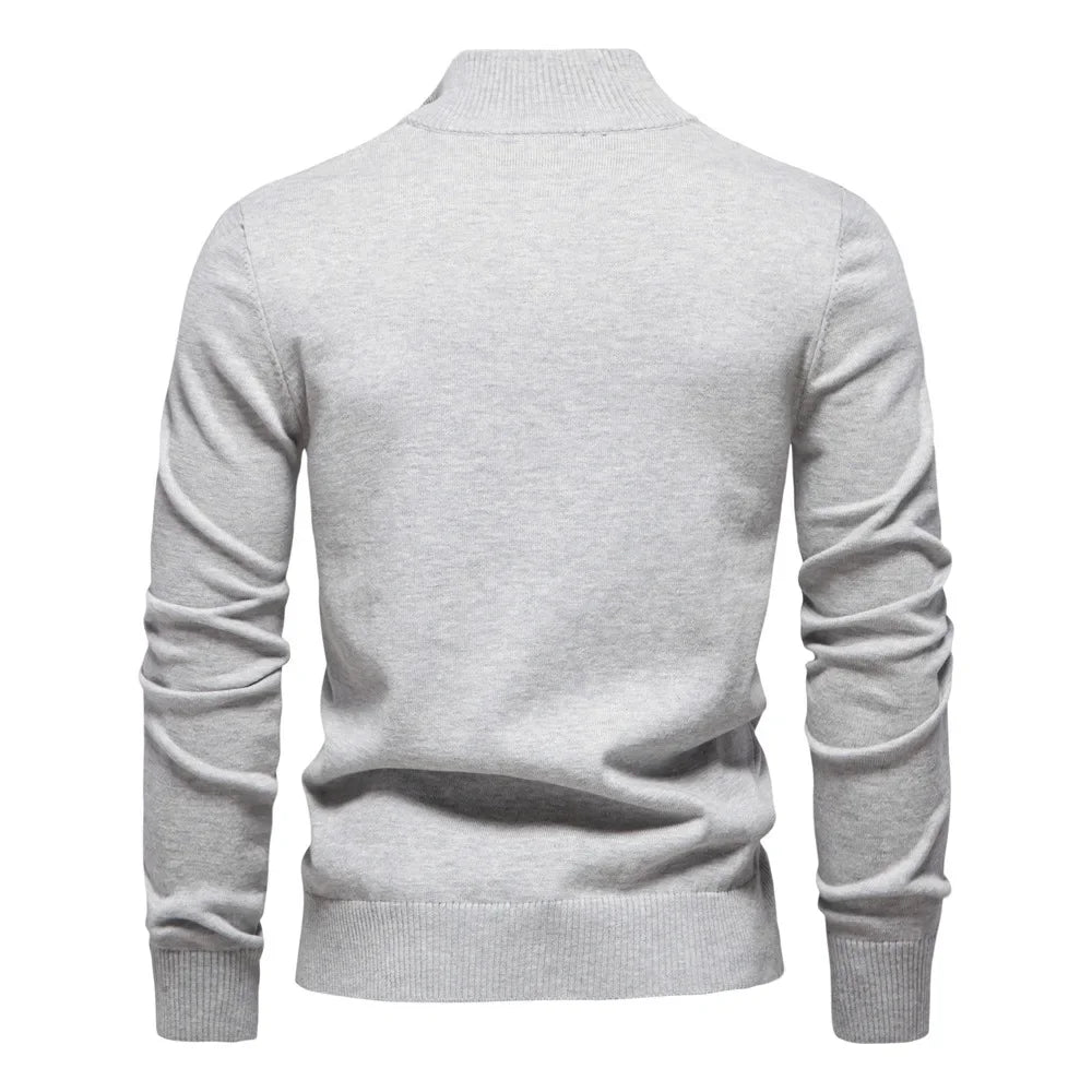 Pull homme automne hiver haute qualité col mi-haut fermeture éclaire