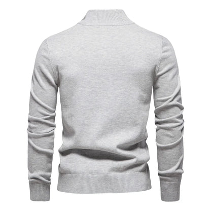 Pull homme automne hiver haute qualité col mi-haut fermeture éclaire