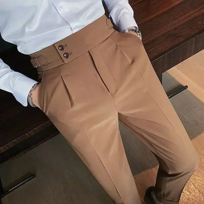 Pantalon de costume élégant et slim pour homme, de haute qualité