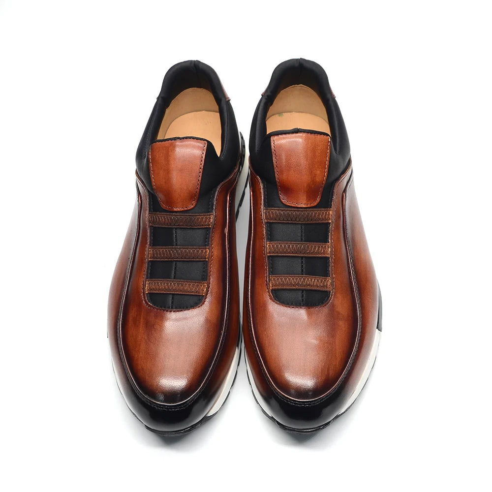 Baskets classiques décontractées en cuir de vache véritable pour homme